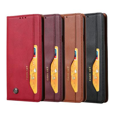 Knead Skin Pattern with Wallet External Card Slots Picture Photo Frame Stand Magnetic Closed PU Leather + TPU Protector Cover Case for Oneplus 8 Pro