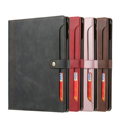 For iPad Pro 11 2024 Calfskin Pattern Shockproof Leather Coated Case with Magnetic Buckle Pen Slot 