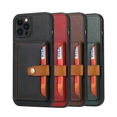 For iPhone 12 Pro Calfskin Pattern Shockproof Leather Coated Phone Case with Magnetic Buckle Card Pocket