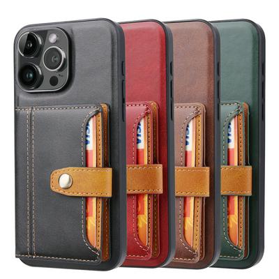 For iPhone 15 Pro Calfskin Pattern Shockproof Leather Coated Phone Case with Magnetic Buckle Card Pocket
