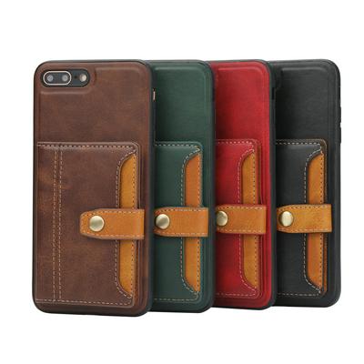 For iPhone 6 Plus Calfskin Pattern Shockproof Leather Coated Phone Case with Magnetic Buckle Card Pocket