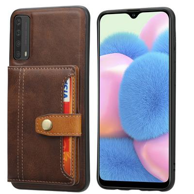 For Huawei P Smart 2021 Calfskin Pattern Shockproof Leather Coated Phone Case with Magnetic Buckle Card Pocket