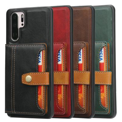 For Huawei P30 Pro Calfskin Pattern Shockproof Leather Coated Phone Case with Magnetic Buckle Card Pocket