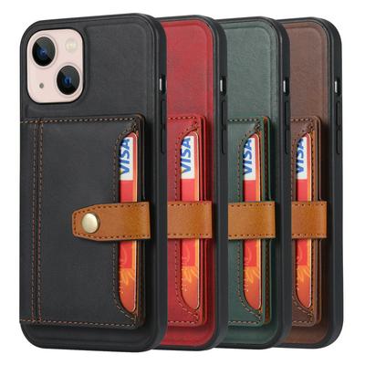 For iPhone 13 Calfskin Pattern Shockproof Leather Coated Phone Case with Magnetic Buckle Card Pocket