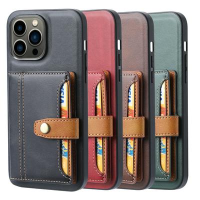 For iPhone 14 Pro Max Calfskin Pattern Shockproof Leather Coated Phone Case with Magnetic Buckle Card Pocke