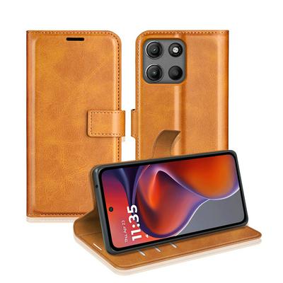 For Motorola Moto G15 4G/G15 Power Square Buckle Folio Flip Leather Case with Stand and Card Slots Function