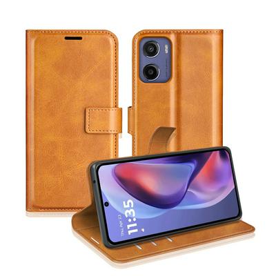 For Motorola Moto E15 4G/Moto G05 Square Buckle Folio Flip Leather Case with Stand and Card Slots Function
