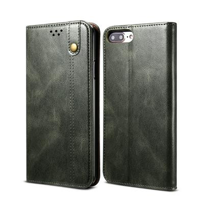 For iPhone 6 Plus / 7 Plus / 8 Plus Crazy Horse Pattern Shockproof PU Leather Phone Case