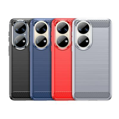 For Huawei P50E Carbon Fiber Drawing Series Scratch Resistant Shock Absorption Soft TPU Back Cover Case