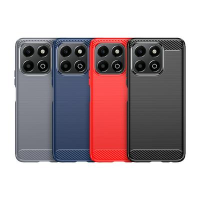 For Honor X6A Carbon Fiber Drawing Series Scratch Resistant Shock Absorption Soft TPU Back Cover Case