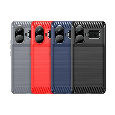 For Realme GT5 Carbon Fiber Drawing Series Scratch Resistant Shock Absorption Soft TPU Back Cover Case