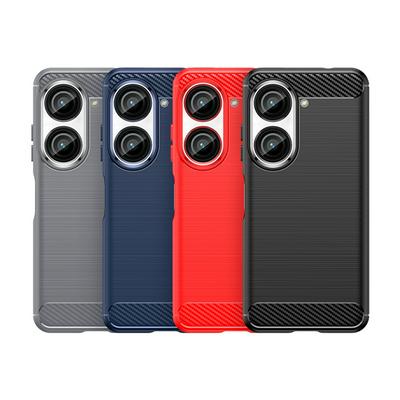For ASUS ZenFone 10 Carbon Fiber Drawing Series Scratch Resistant Shock Absorption Soft TPU Back Cover Case
