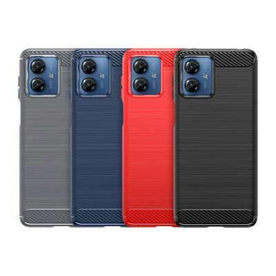 For Motorola Moto G14 Carbon Fiber Drawing Series Scratch Resistant Shock Absorption Soft TPU Back Cover Case