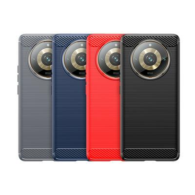 For Realme 11 Pro Plus Carbon Fiber Drawing Series Scratch Resistant Shock Absorption Soft TPU Back Cover Case