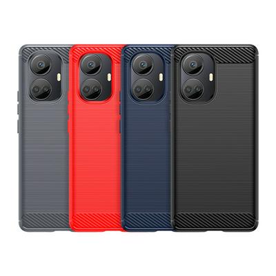 For Realme 10 Pro Plus Carbon Fiber Drawing Series Scratch Resistant Shock Absorption Soft TPU Back Cover Case