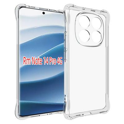 Anti-Fingerprint Non-Slip Waterproof Four Corners Shockproof Transparent Soft TPU Back Cover Protective Case for Xiaomi Redmi Note 14 Pro 4G