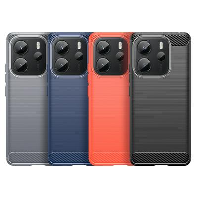 For Xiaomi Redmi Note 14 4G Carbon Fiber Drawing Series Scratch Resistant Shock Absorption Soft TPU Back Cover Case