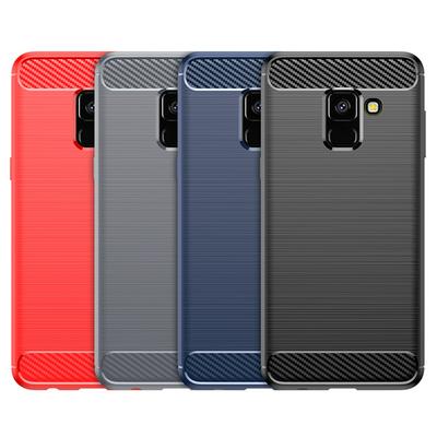 For Samsung Galaxy A8 2018 Carbon Fiber Drawing Series Scratch Resistant Shock Absorption Soft TPU Back Cover Case