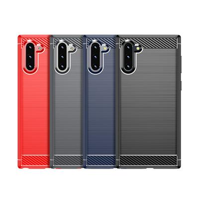 For Samsung Galaxy Note 10 Carbon Fiber Drawing Series Scratch Resistant Shock Absorption Soft TPU Back Cover Case