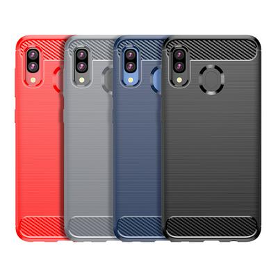 For Samsung Galaxy A20 Carbon Fiber Drawing Series Scratch Resistant Shock Absorption Soft TPU Back Cover Case