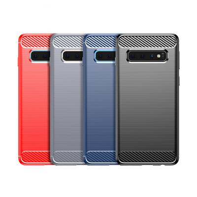 For Samsung Galaxy S10 Carbon Fiber Drawing Series Scratch Resistant Shock Absorption Soft TPU Back Cover Case