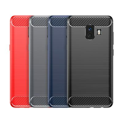 For Samsung Galaxy C10 Carbon Fiber Drawing Series Scratch Resistant Shock Absorption Soft TPU Back Cover Case