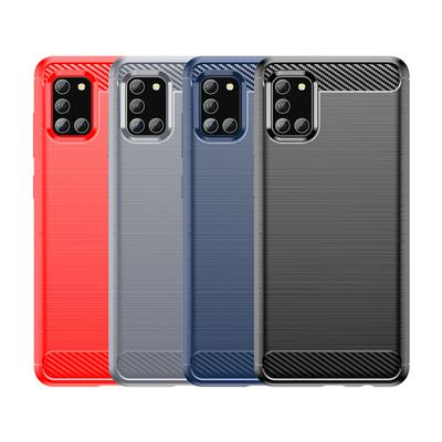 For Samsung Galaxy A31 Carbon Fiber Drawing Series Scratch Resistant Shock Absorption Soft TPU Back Cover Case