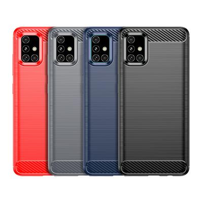 For Samsung Galaxy M40S Carbon Fiber Drawing Series Scratch Resistant Shock Absorption Soft TPU Back Cover Case