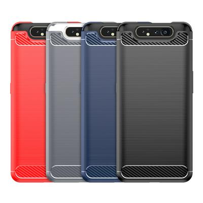 For Samsung Galaxy A90 4G Carbon Fiber Drawing Series Scratch Resistant Shock Absorption Soft TPU Back Cover Case