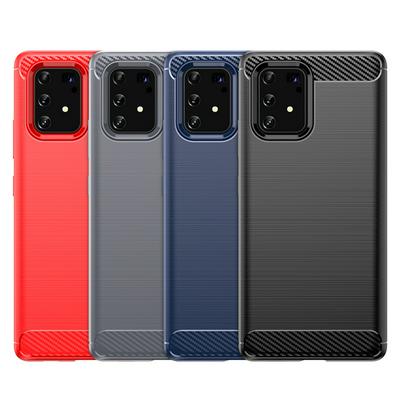 For Samsung Galaxy A91 Carbon Fiber Drawing Series Scratch Resistant Shock Absorption Soft TPU Back Cover Case