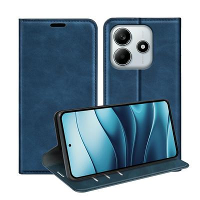 For Xiaomi Redmi Note 14 4G Skin Feel Magnetic Attraction Flip Leather Wallet Case with Card Slot and Stand