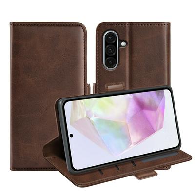 For Samsung Galaxy A56 5G Double Buckle Wallet Style Folio Flip Leather Case with Stand and Card Slots Function