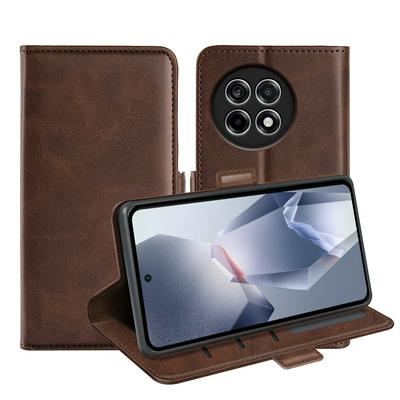 For Oneplus Ace 5 Pro 5G/Oneplus 13R Double Buckle Wallet Style Folio Flip Leather Case with Stand and Card Slots Function