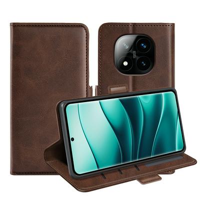 For Xiaomi Redmi Note 14 Pro Plus 5G Double Buckle Wallet Style Folio Flip Leather Case with Stand and Card Slots Function