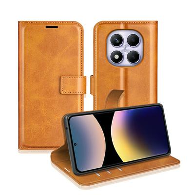 For Xiaomi Redmi Note 14 Pro 4G Square Buckle Folio Flip Leather Case with Stand and Card Slots Function