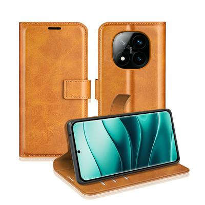For Xiaomi Redmi Note 14 Pro Plus 5G Square Buckle Folio Flip Leather Case with Stand and Card Slots Function