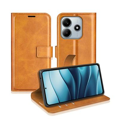 For Xiaomi Redmi Note 14 5G Square Buckle Folio Flip Leather Case with Stand and Card Slots Function