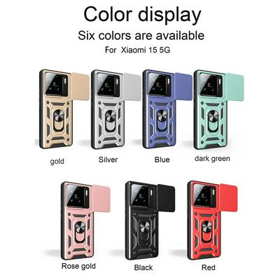For Xiaomi 15 5G Ring Holder Kickstand Camera Slide Cover Design PC + TPU Phone Back Cover Case