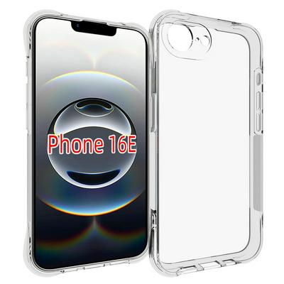 Anti-Fingerprint Non-Slip Waterproof Four Corners Shockproof Transparent Soft TPU Back Cover Protective Case for iPhone 16E