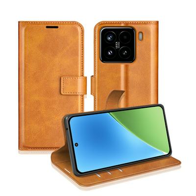 For Xiaomi 15 Square Buckle Folio Flip Leather Case with Stand and Card Slots Function