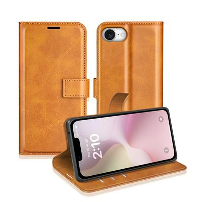 For iphone 16E Square Buckle Folio Flip Leather Case with Stand and Card Slots Function