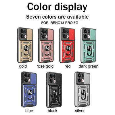 For Oppo Reno 13 Pro 5G Ring Holder Kickstand Camera Slide Cover Design PC + TPU Phone Back Cover Case