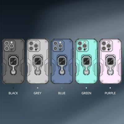 For iPhone 16 Pro Max Case Rotatable Ring Kickstand PC + TPU Shockproof Phone Cover
