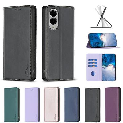BF18 Protective Case for Samsung Galaxy S25 Edge Dermal dark magnetic field Leather Stand Phone Cover with Card Slots