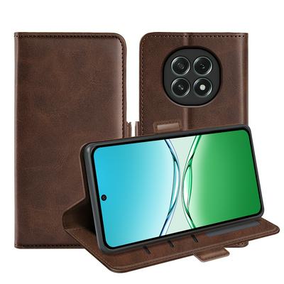 For Oppo F29 5G Double Buckle Wallet Style Folio Flip Leather Case with Stand and Card Slots Function