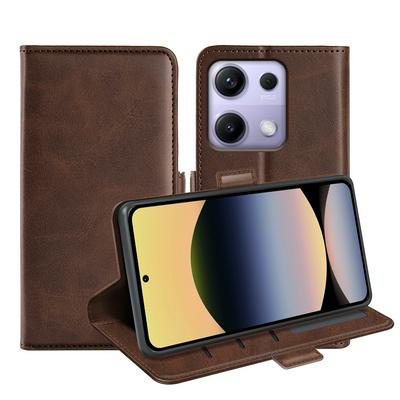 For Xiaomi Redmi Note 14S 4G Double Buckle Wallet Style Folio Flip Leather Case with Stand and Card Slots Function