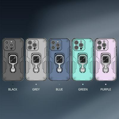 For iPhone 15 Plus Case Rotatable Ring Kickstand PC + TPU Shockproof Phone Cover