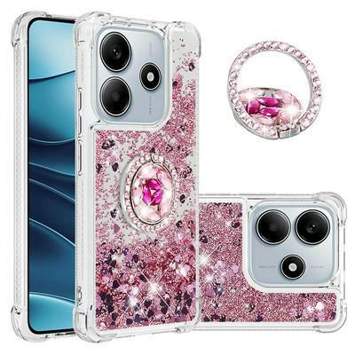 For Xiaomi Redmi Note 14 Bling Diamond Ring Buckle Anti-fall Quicksand Soft TPU Back Cover Phone Case