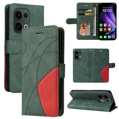 For Oppo Reno 13 5G Double-color Stitching Scratch Resistant Wallet Leather Case 