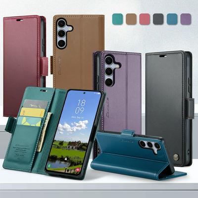 CASEME 023 Series For Samsung Galaxy S25 RFID Blocking Leather Case Wallet Stand Phone Cover
